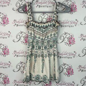 Majora tank top ruffle hem boho paisley pattern smocked Sleeveless Boho Dress